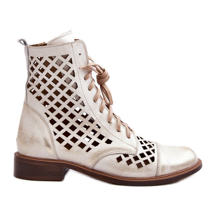 Zazoo 2695 Ažur kožne gležnjače, brušeno zlato zlatna