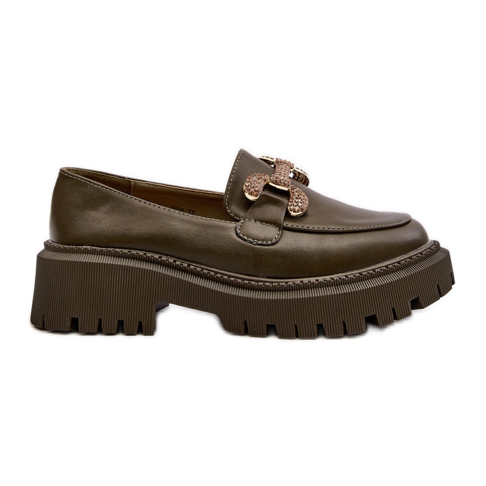 Ženske mokasine s ukrasima, tamno zelene gargi zelena