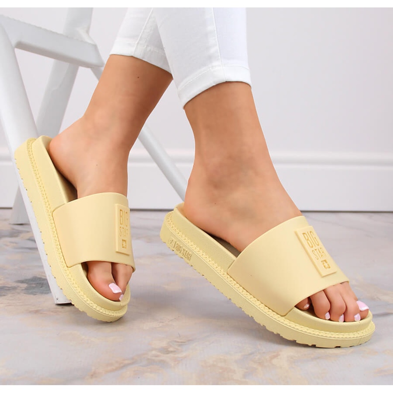 Žute ženske japanke s platformom Big Star LL274427 žuta boja