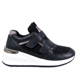 Moulton crne tenisice na klin s čičkom crna