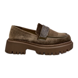 Ženske mokasine od velura s ukrasom, tamno zelene Wendreda zelena