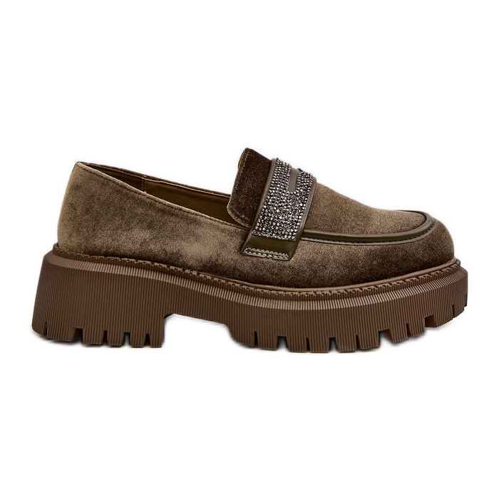 Ženske mokasine od velura s ukrasom, tamno zelene Wendreda zelena