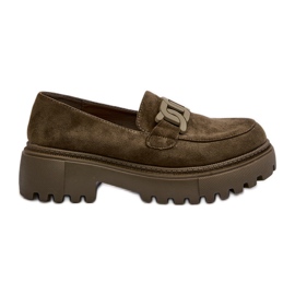 Ženske mokasine s lancem tamno zelene boje Mevre zelena