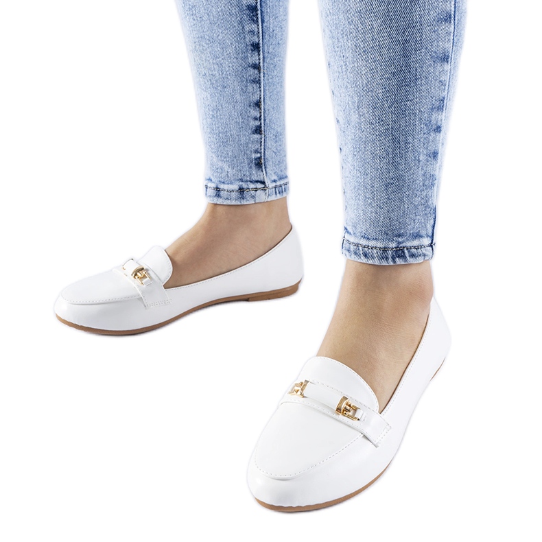 Bijele Velino mokasine s kopčom bijela