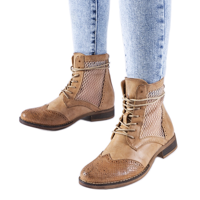 Smeđe otvorene ravne čizme od Reevesa smeđa