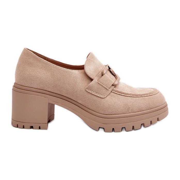 Vinceza Bež Finley cipele od brušene kože s masivnom visokom petom