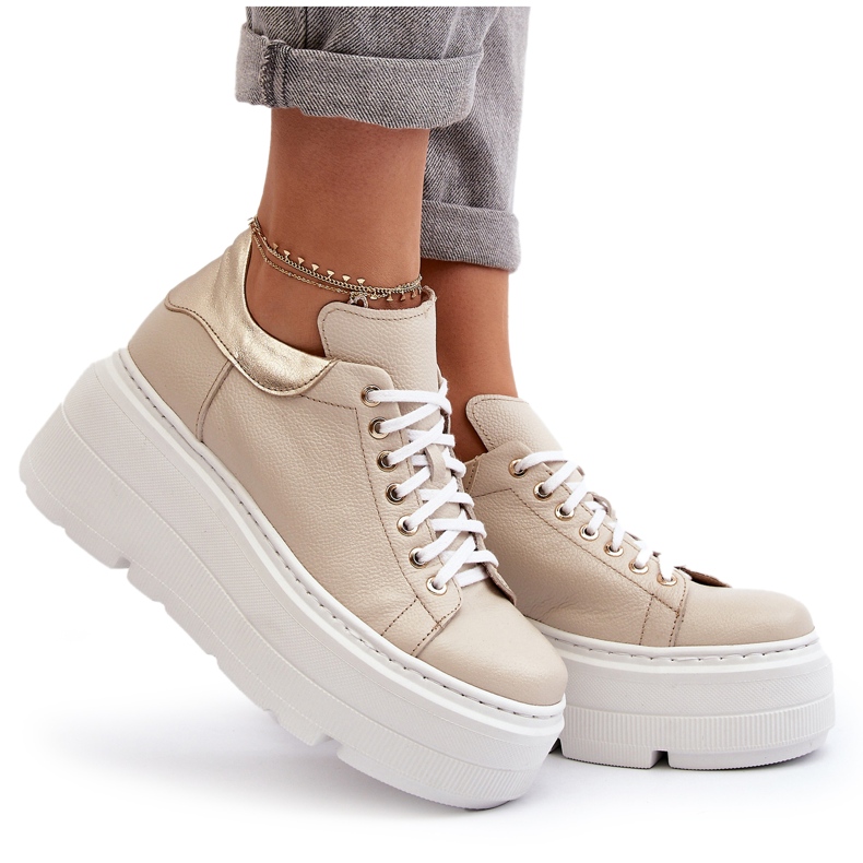 Zazoo 10165 Ženska sportska obuća na masivnoj platformi, bež
