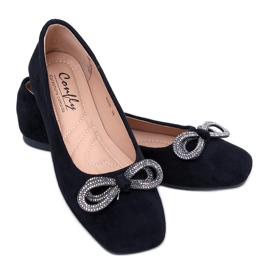 Serna Nero balerinke od brušene kože s mašnom crna