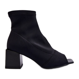 Zazoo 2876 Ženske čizme na visoku petu s otvorenim prstima, crne crna