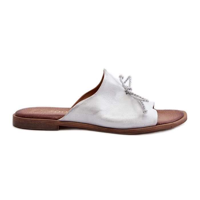 Zazoo 2659 Ženske kožne papuče srebrne srebro