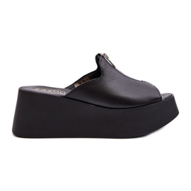 Zazoo 2916 Ženske japanke na masivnoj platformi s patentnim zatvaračem, crne crna