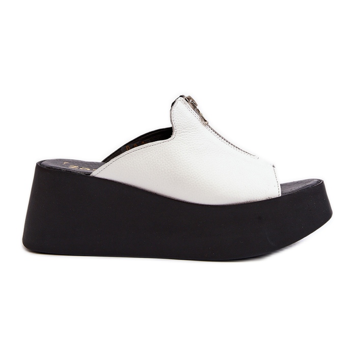 Zazoo 2916 Ženske japanke na masivnoj platformi s patentnim zatvaračem, bijele bijela