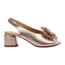 Kožne sandale s ukrasom Laura Messi 2719 zlatne zlatni