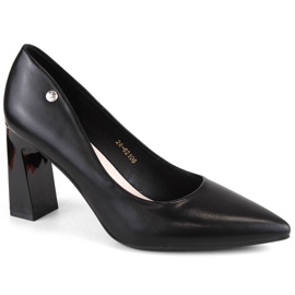 Ženske salonke na ukrasnu petu, crne, Vinceza 62106 crna