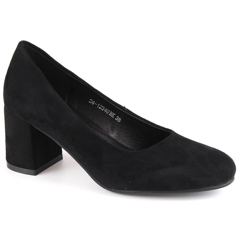 Ženske crne salonke s visokom petom od brušene kože Potocki SZ12340 crno