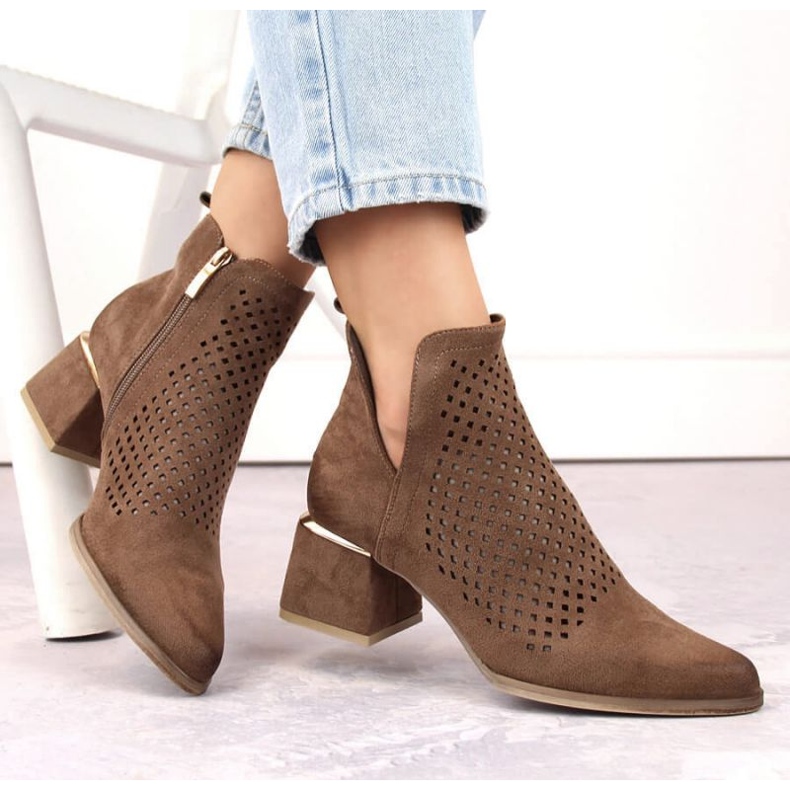 Potocki W WOL213B gležnjače s visokom petom od brušene kože, smeđe smeđa