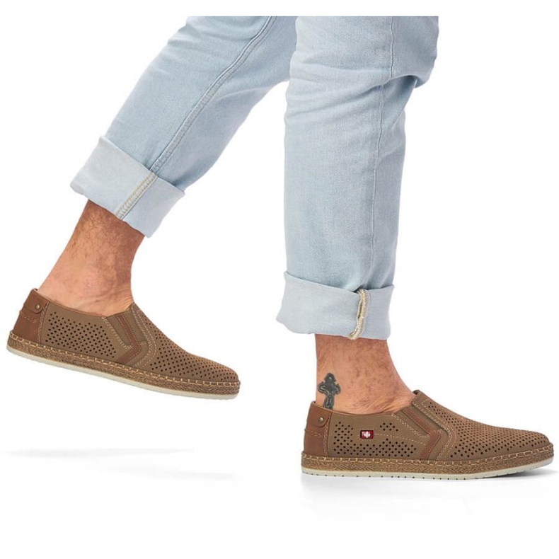 Kožne ažur cipele Rieker M RKR503A, bež