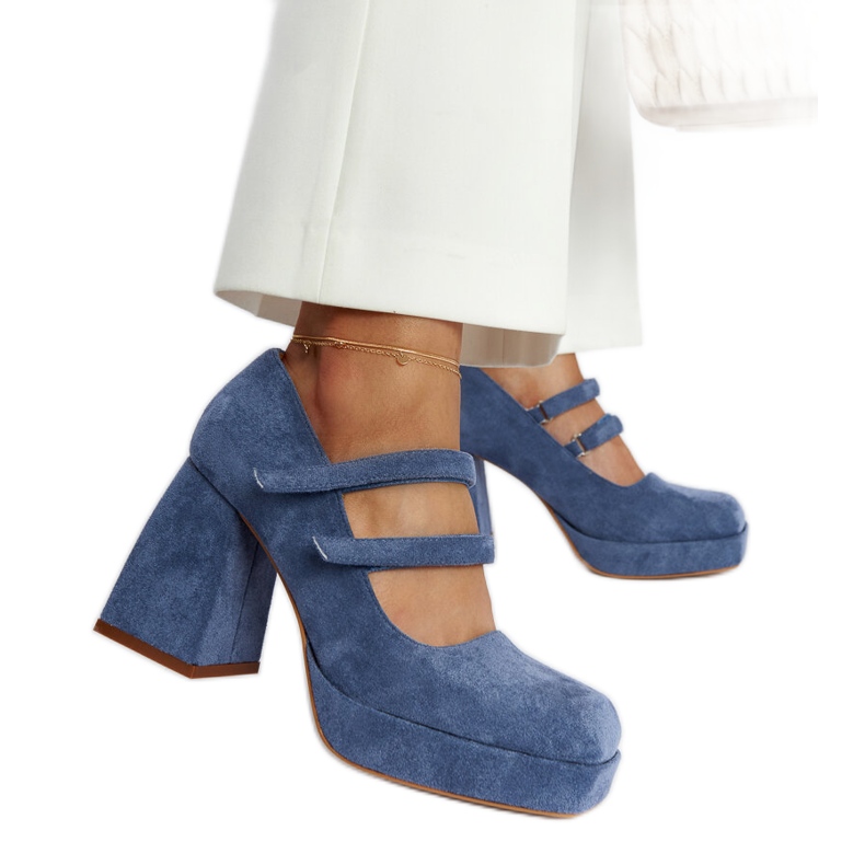 Cherine plave cipele s masivnom blok petom plava