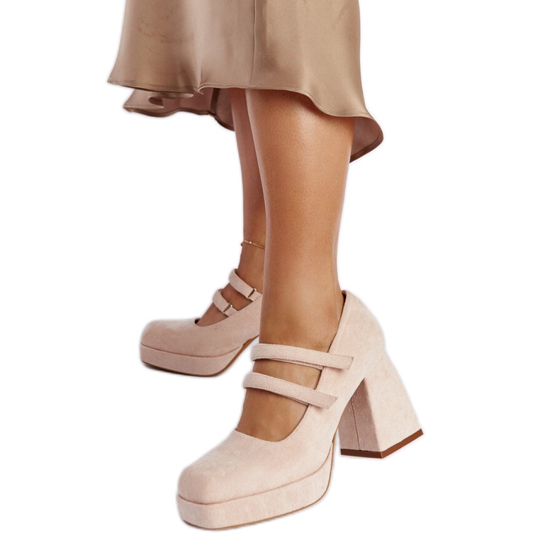 Svijetloružičaste salonke s masivnom blok petom Cher ružičasta