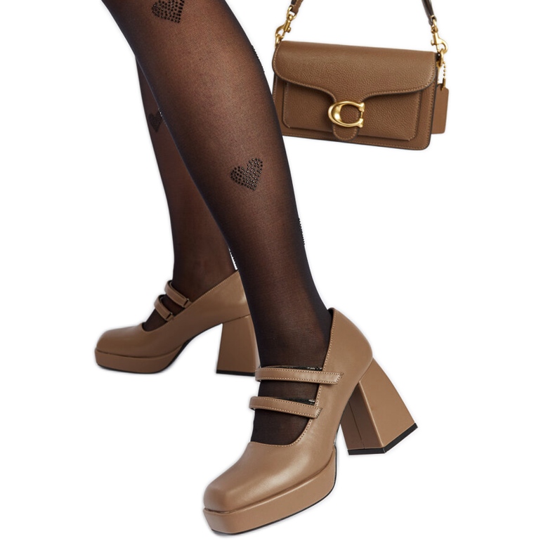 Cher smeđe cipele s masivnom blok petom smeđa