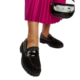 Crne mokasine ukrašene Newport kamenčićima crna