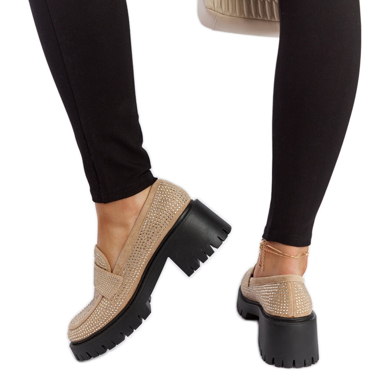 Bež mokasine s masivnom petom od Parent