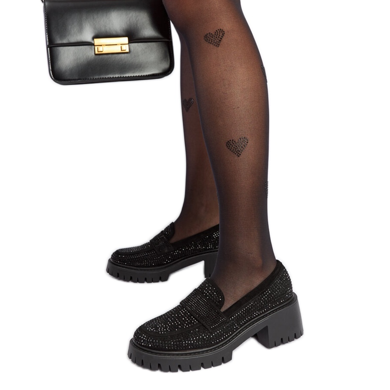 Crne mokasine s masivnom petom Parent crno