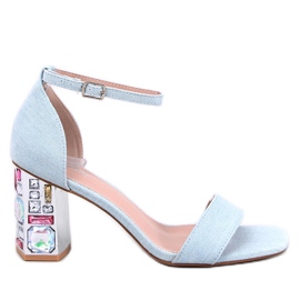 Whitneys Jean sandale na visoku petu s kamenčićima plava