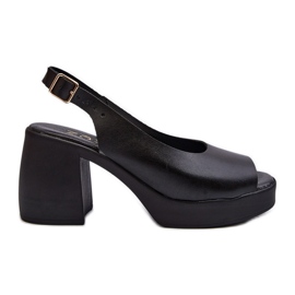 Zazoo 40376 Kožne sandale s visokim potpeticama, crne crna