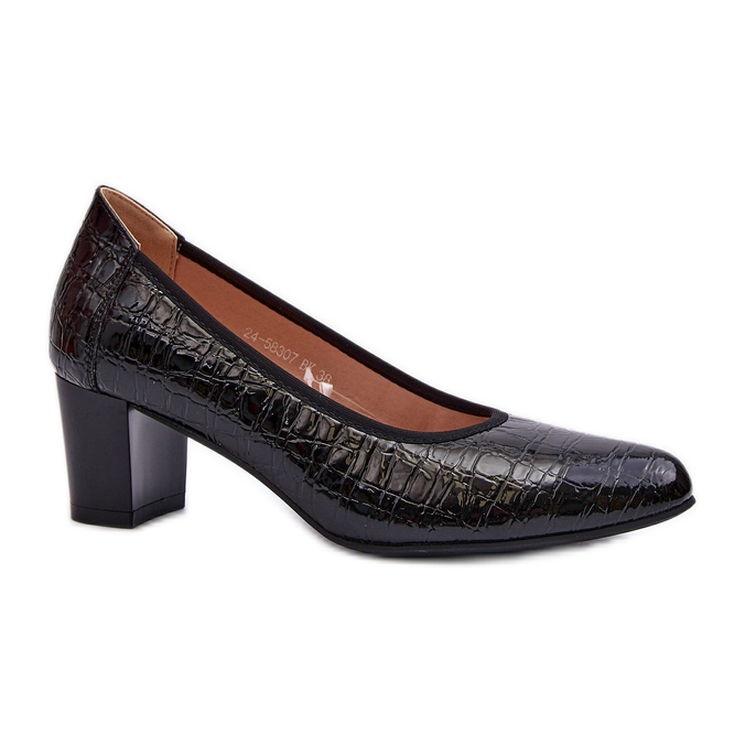 Vinceza Patentirane cipele s crnim reljefom cinije crno