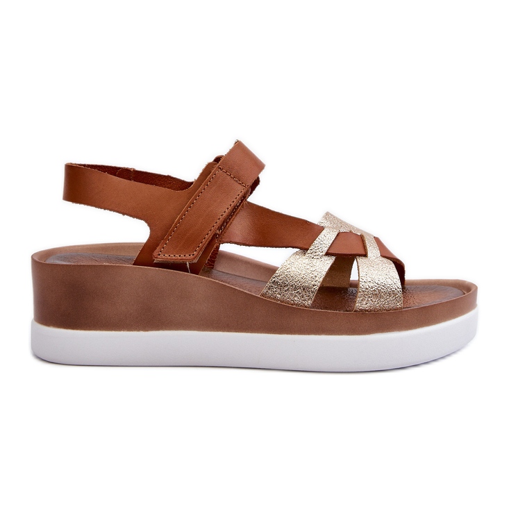 Zazoo 40397 Ženske kožne sandale na platformu, smeđe smeđa