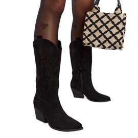 Crne Sapri kaubojske čizme na visoku petu crna