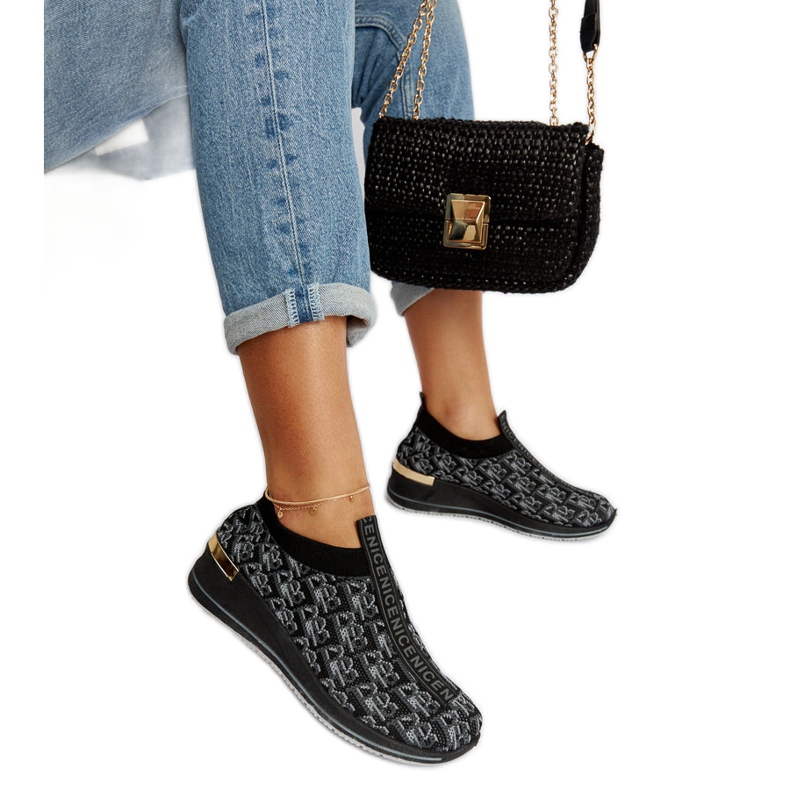 Crne i sive Slip On Tartano cipele crno