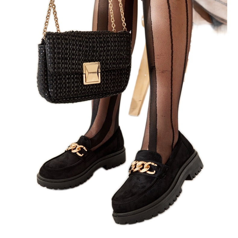 Elenor crne mokasine od brušene kože crno