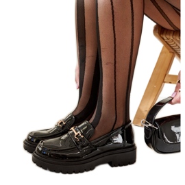 Crne lakirane mokasine s Barbara kopčom crna