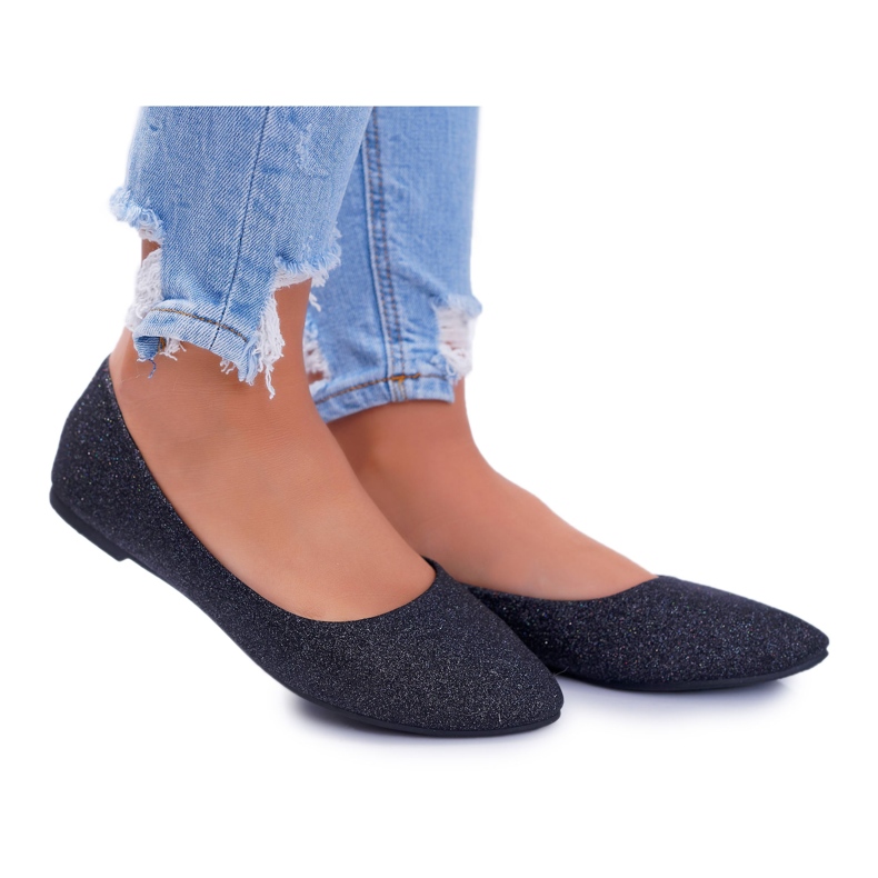 Seastar Ženske balerinke Glitter Black Fifi crno