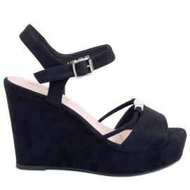 Waite Crne sandale na klin crna