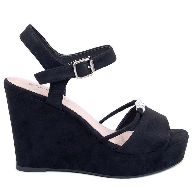 Waite Crne sandale na klin crno