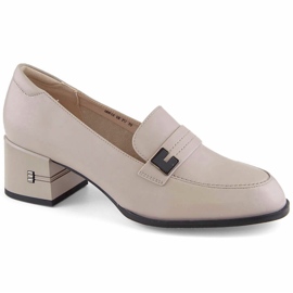 Ženske kožne cipele na visoku petu, sive Vinceza 66612 siva