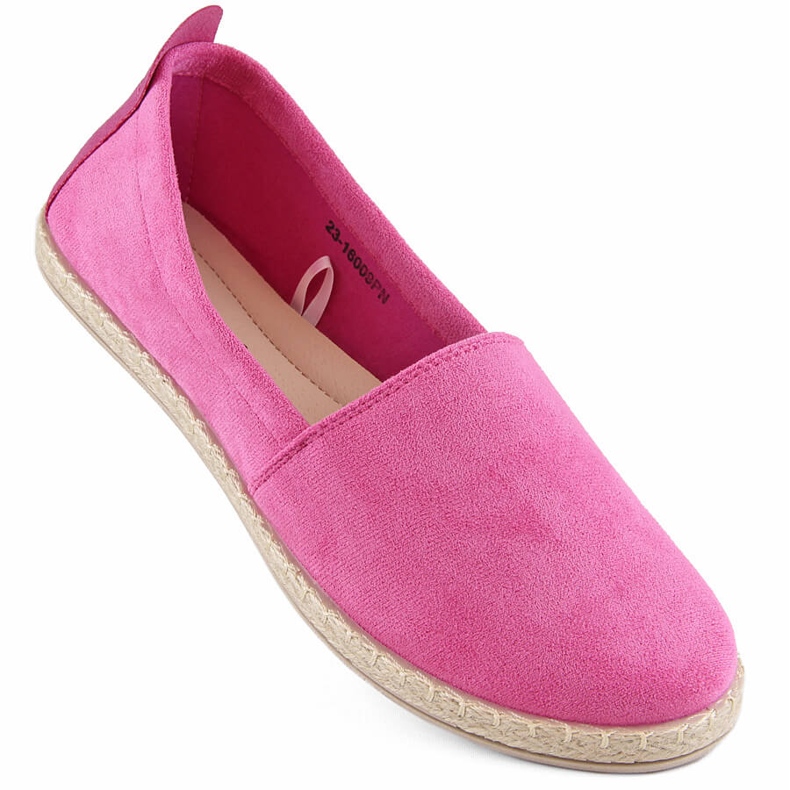 Ženske slip-on espadrile od brušene kože, ružičaste Potocki W16009 ružičasta