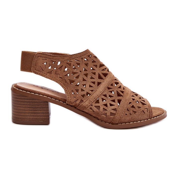 Ažurne sandale na visoku petu smeđe Serapina smeđa