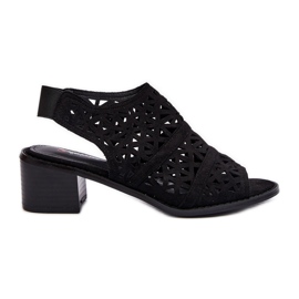 Ažurne sandale na visoku petu Crne Serapina crna