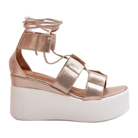 Ženske Helavi zlatne sandale na vezanje zlatni