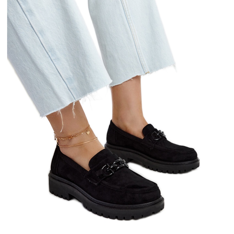 Crne natikače od brušene kože s Lyle kopčom crno