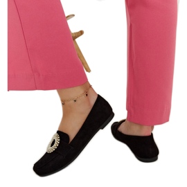 Crne mokasine ukrašene Celena kamenčićima crna