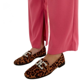 Leopard mokasine ukrašene Sanny cirkonima smeđa