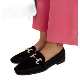 Fabrizia crne baršunaste mokasine sa kamenčićima crna