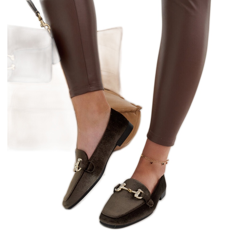 Fabrizia zelene baršunaste mokasine sa kamenčićima zelena