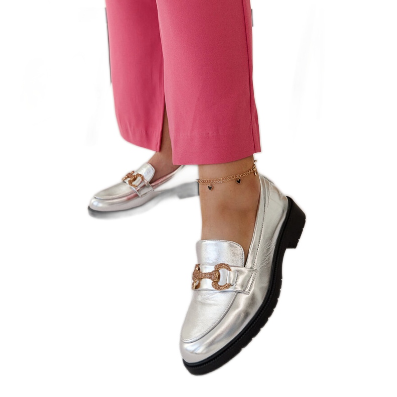 Srebrne mokasine sa cirkonima Aleyna srebro