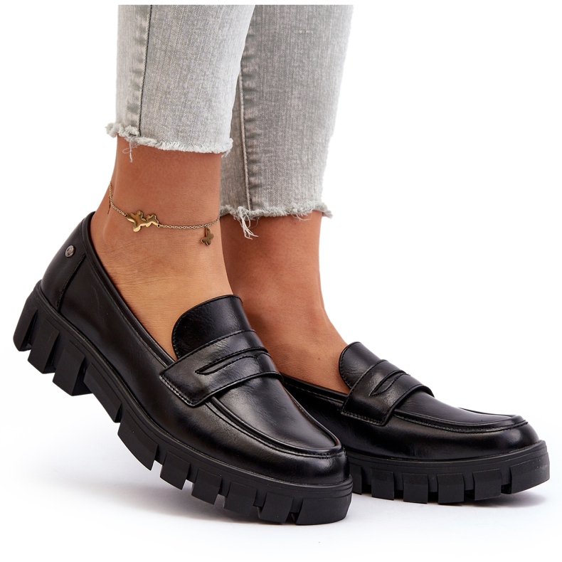 Vinceza Ženske mokasine od eko kože crne Seravise crno